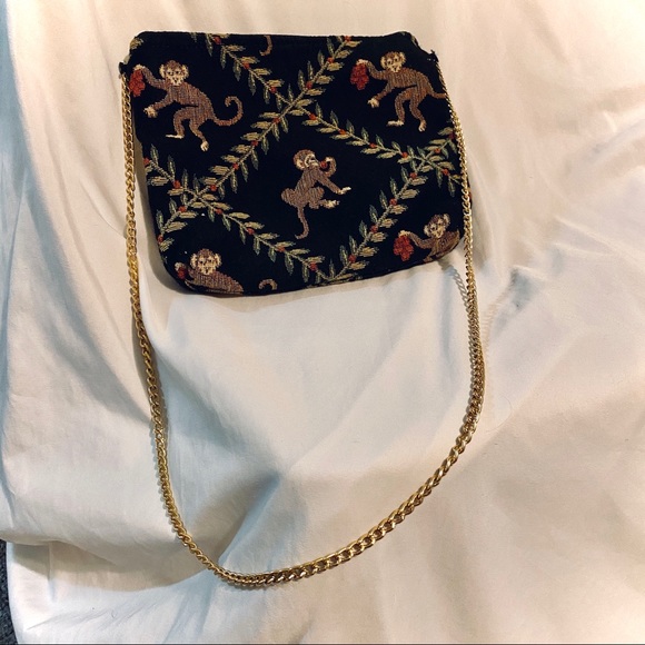 Embroidered Monkey Print Small Purse - Picture 2 of 4